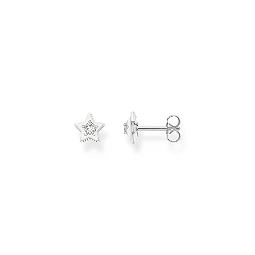 THOMAS SABO Ohrstecker Stern mit weißen Steinen und weißer Kaltemaille Silber 925 Sterlingsilber, Kaltemail H2273-041-14 von THOMAS SABO