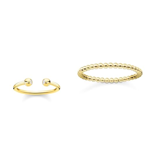 THOMAS SABO Damen Ring 925 Sterlingsilber, 750 Gelbgold Vergoldung TR2319-414-14 & Damen-Ring Glam & Soul 925 Silber Gr. 54 (17.2) - TR2122-413-12-54 von THOMAS SABO