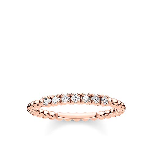 THOMAS SABO Damen Ring Kugeln mit weißen Steinen roségold 925 Sterlingsilber, 750 Roségold Vergoldung TR2323-416-14 von THOMAS SABO