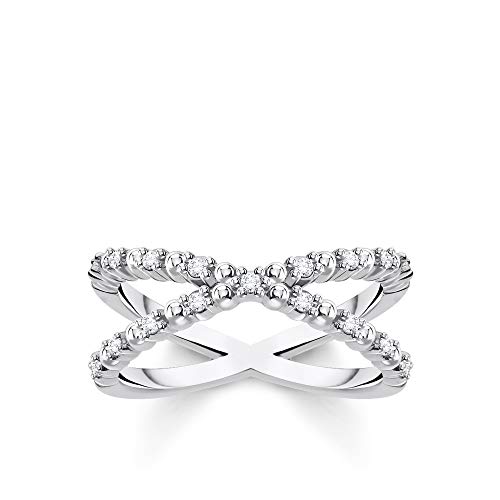 THOMAS SABO Ring Kugeln mit weißen Steinen silber 925 Sterling Silber TR2318-051-14-58 von THOMAS SABO