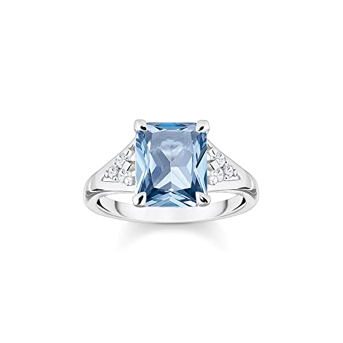 Thomas Sabo Damen Ring aus Sterling-Silber mit Zirkonia-Steinen in Weiß und Blau, Gr. 56, TR2362-059-1-56 von THOMAS SABO