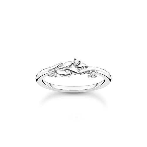THOMAS SABO Damen Ring Blätter mit weißen Steinen Silber 925 Sterlingsilber TR2376-051-14 von THOMAS SABO