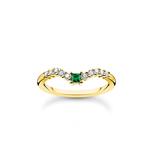 THOMAS SABO Damen-Ring Grüner Stein Vergoldet TR2398-971-7-54 Ringgröße 54/17,2 von THOMAS SABO