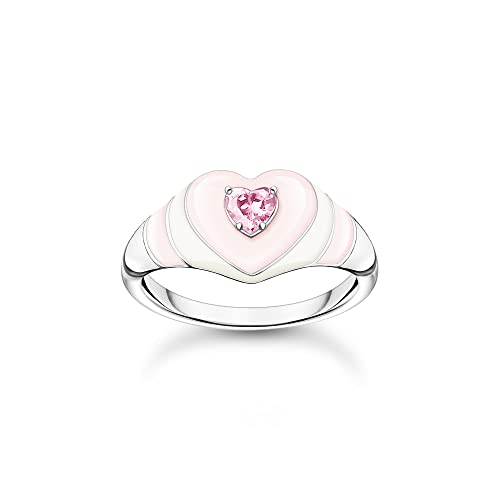 THOMAS SABO Damen Ring Herz mit pinkem Stein silber 925 Sterlingsilber, Kaltemail TR2435-041-9 von THOMAS SABO