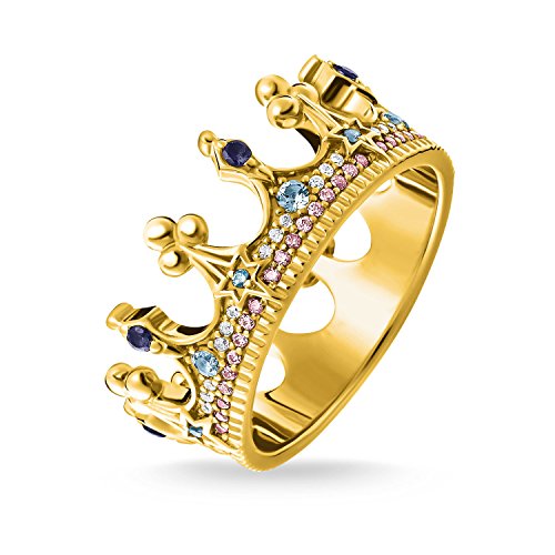 THOMAS SABO Damen Ring Krone gold 925Er Sterlingsilber; 750Er Gelbgold Vergoldung TR2224-959-7 von THOMAS SABO