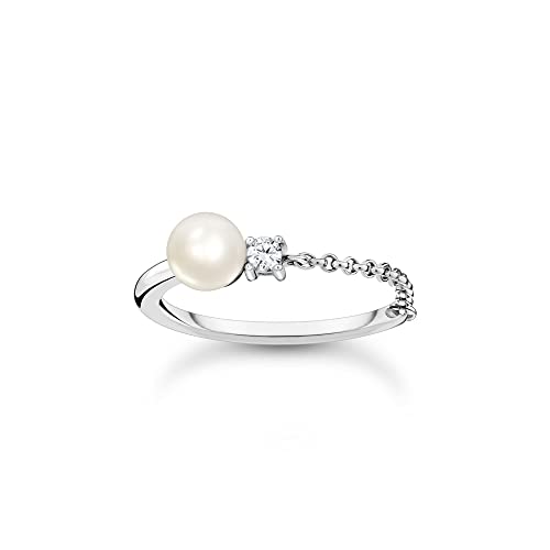 THOMAS SABO Damen Ring Perle mit weißem Stein Silber 925 Sterlingsilber TR2369-167-14 von THOMAS SABO