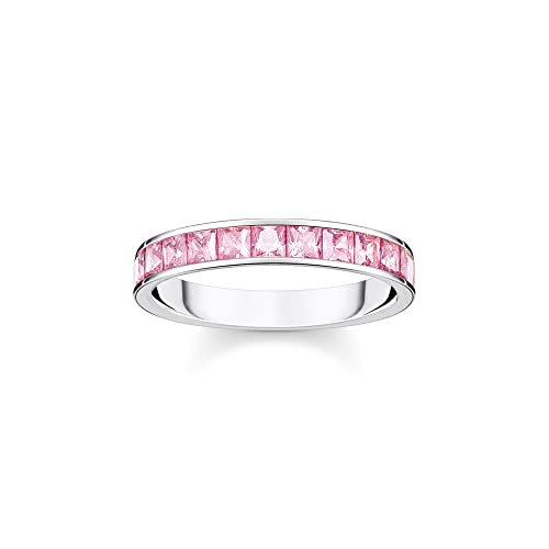 Thomas Sabo Damen Ring aus Sterling-Silber mit Zirkonia-Steinen in Weiß und Pink, Gr. 52, TR2358-051-9-52 von THOMAS SABO