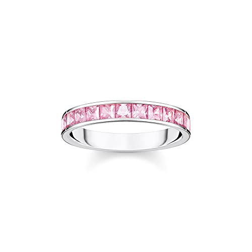 THOMAS SABO Damen Ring mit pinken Steinen Pavé Silber 925 Sterlingsilber TR2358-051-9 von THOMAS SABO