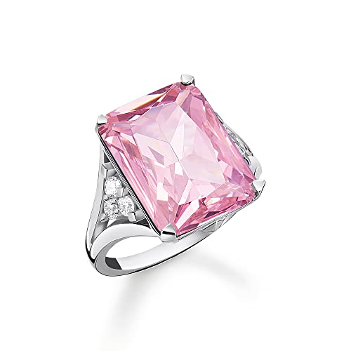 Thomas Sabo Damen Ring aus Sterling-Silber mit Zirkonia-Steinen in Weiß und Pink, Gr. 54, TR2339-051-9-54 von THOMAS SABO