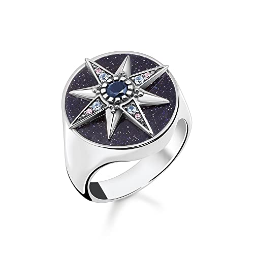 THOMAS SABO Damen Ring Royalty Stern mit Steine silber 925 Sterlingsilber, Geschwärzt TR2367-945-7 von THOMAS SABO