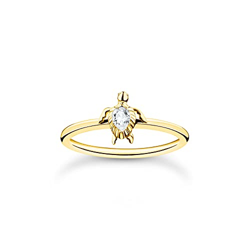 THOMAS SABO Damen Ring Schildkröte Gold 925 Sterlingsilber, 750 Gelbgold Vergoldung TR2401-414-14 von THOMAS SABO