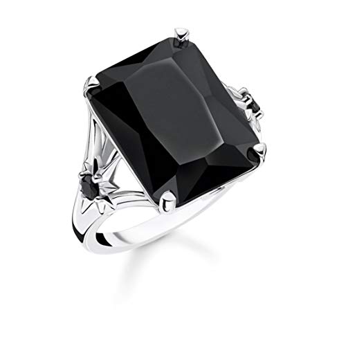 THOMAS SABO Damen Ring Stein Schwarz groß mit Stern 925 Sterlingsilber, Geschwärzt TR2261-641-11 von THOMAS SABO