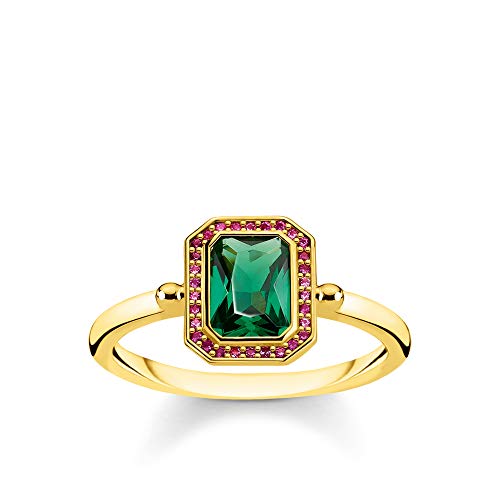 THOMAS SABO Damen Ring Steine Rot & Grün gold 925 Sterlingsilber, 750 Gelbgold Vergoldung TR2264-973-7 von THOMAS SABO