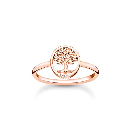 THOMAS SABO Damen Ring Tree of Love mit weißen Steinen roségold 925 Sterlingsilber, 750 Roségold Vergoldung TR2375-416-14 von THOMAS SABO