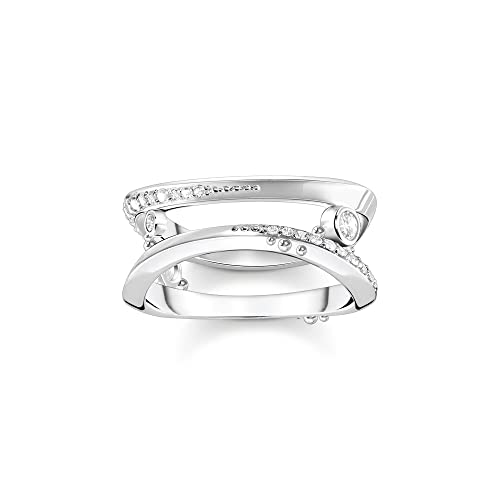 THOMAS SABO Damen Ring Welle mit weißen Steinen 925 Sterlingsilber TR2382-051-14 von THOMAS SABO