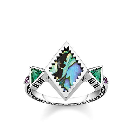 THOMAS SABO Damen Ring Zick Zack Abalone Perlmutt 925Er Sterlingsilber, Geschwärzt TR2232-991-7 von THOMAS SABO