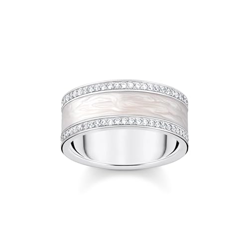 THOMAS SABO Damen Ring weiß mit Steinen Silber 925 Sterlingsilber, Kaltemail TR2446-041-14 von THOMAS SABO