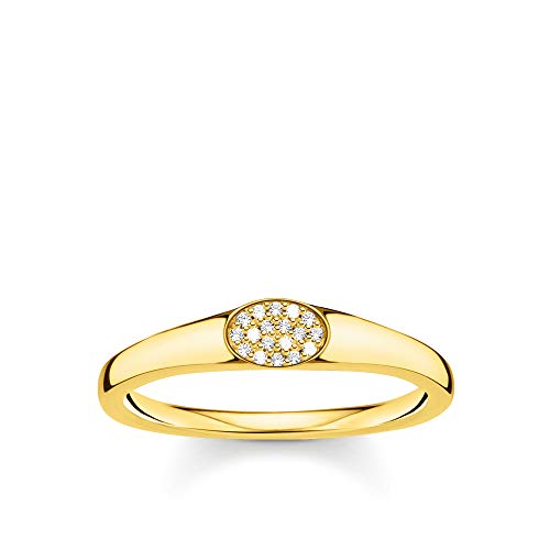 THOMAS SABO Damen Ring weiße Steine Gold 925 Sterlingsilber, 750 Gelbgold Vergoldung TR2315-414-14 von THOMAS SABO