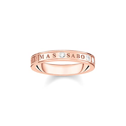 THOMAS SABO Damen Ring weiße Steine roségold 925 Sterlingsilber, 750 Roségold Vergoldung TR2253-416-14 von THOMAS SABO