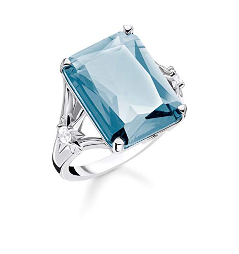 Thomas Sabo Damen Ring Stein Blau groß mit Stern 925 Sterling Silber TR2261-644-31 von THOMAS SABO
