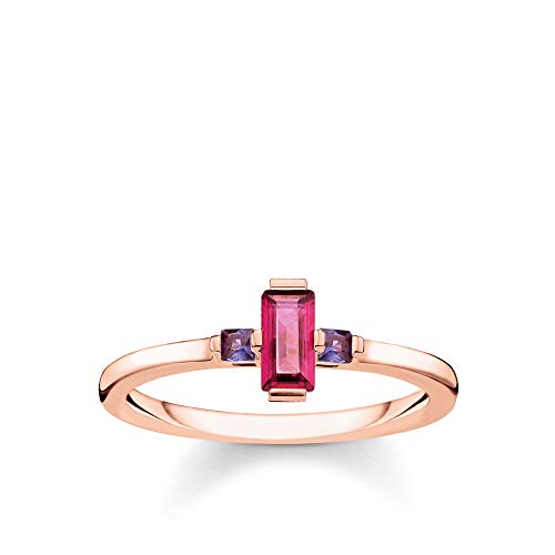 Thomas Sabo Damen-Ring Stein Baguette-Schliff rot 925 Sterlingsilber roségold vergoldet TR2258-540-10-52 von THOMAS SABO