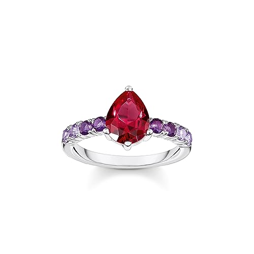 THOMAS SABO Damen-Ring mit Rotem Tropfen TR2442-477-7-56 Ringgröße 56/17,8 von THOMAS SABO