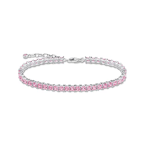 Thomas Sabo Damen Tennisarmband aus Sterling-Silber mit Zirkonia-Steinen in Pink, Länge: 16cm-19cm, A2029-051-9-L19V von THOMAS SABO