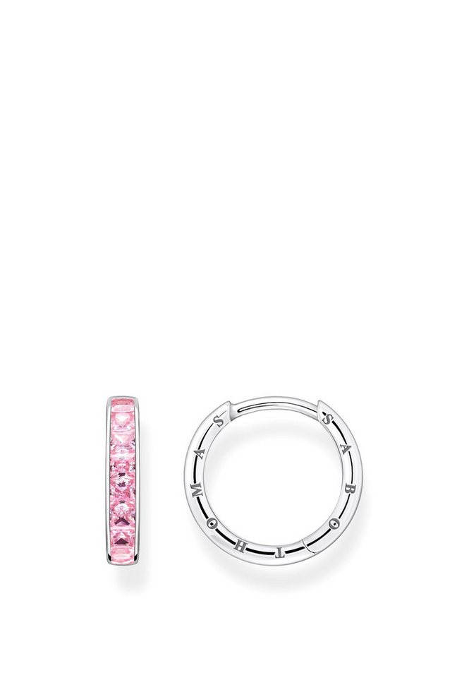 THOMAS SABO Fingerring Creolen Rosa Steine Pavé Silber (Set) von THOMAS SABO
