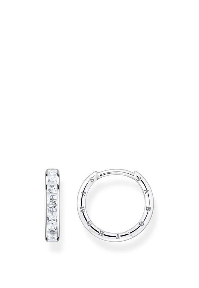 THOMAS SABO Fingerring Creolen Weiße Steine Pavé Silber (Set), mit geschlossener Akustik von THOMAS SABO
