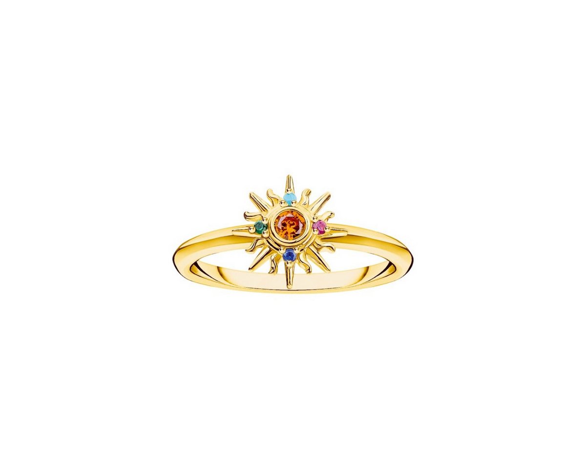 THOMAS SABO Fingerring Ring Damen Sonne Steine Bunt Vergoldet TR2458-488-7 Gr. 50 von THOMAS SABO