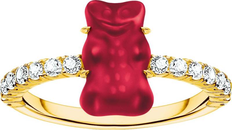 THOMAS SABO Fingerring THOMAS SABO x HARIBO Schmuck: Ring mit Goldbär, mit Kristallglas, Zirkonia (synth) von THOMAS SABO