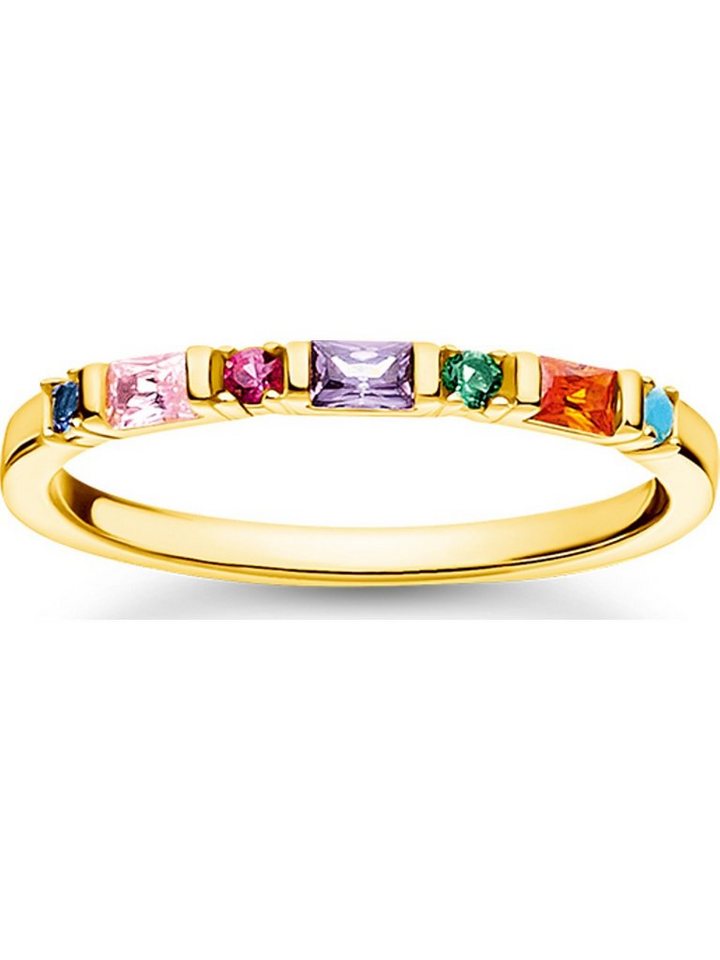 THOMAS SABO Fingerring Thomas Sabo Damen-Damenring 925er Silber Farbstein, Zirkonia von THOMAS SABO