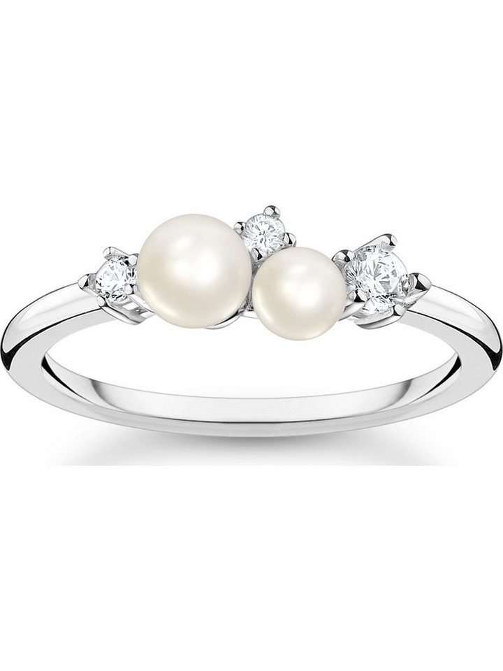 THOMAS SABO Fingerring Thomas Sabo Damen-Damenring 925er Silber Perle, Zirkonia von THOMAS SABO
