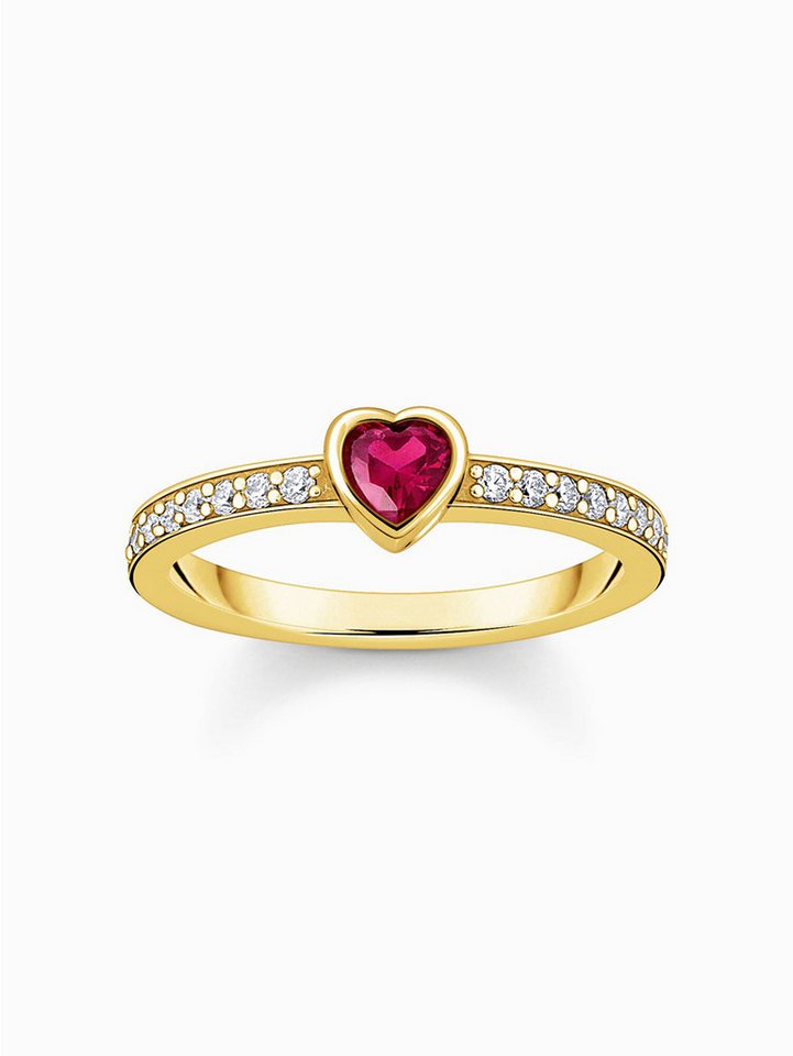 THOMAS SABO Fingerring Thomas Sabo TR2448-995-10-56 Vergoldeter Solitärring mit rotem Stein von THOMAS SABO