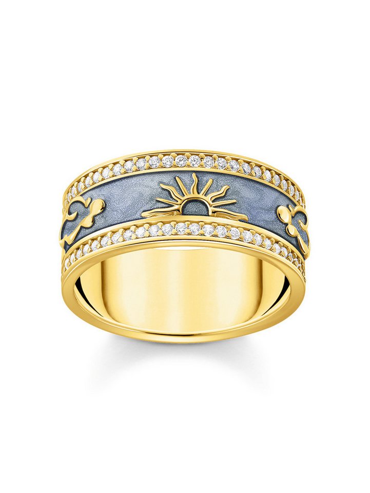 THOMAS SABO Fingerring Thomas Sabo TR2450-565-1-56 Goldener Bandring mit weißen Zirkonia und von THOMAS SABO