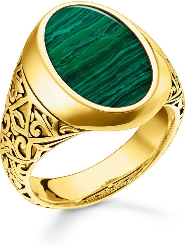 THOMAS SABO Fingerring Thomas Sabo Unisex-Damenring 925er Silber Malachit, Malachit, synthetisch von THOMAS SABO