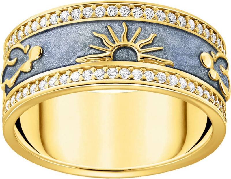 THOMAS SABO Fingerring blau mit kosmischen Symbolen, mit Zirkonia (synth) von THOMAS SABO