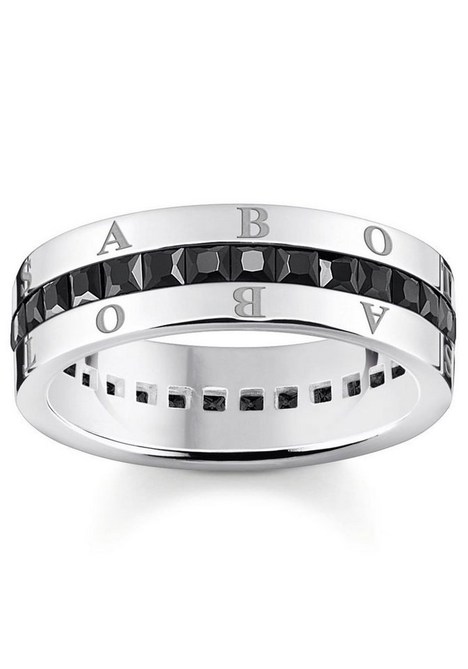 THOMAS SABO Fingerring schwarze Steine pavé, TR2361-643-11-52,54,56,58, mit Zirkonia (synth) von THOMAS SABO