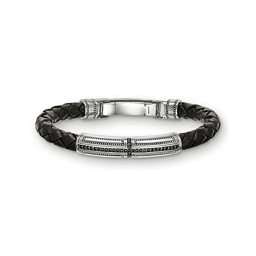 Thomas Sabo Herren Armband mit Kreuzmotiv, Leder Schwarz, 17,5cm, LB41-019-11-S von THOMAS SABO