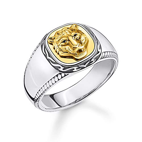 THOMAS SABO Herren Ring Tiger gold 925 Sterlingsilber, Geschwärzt, 750 Gelbgold Vergoldung TR2293-849-39 von THOMAS SABO