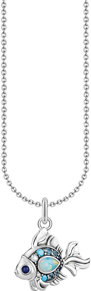 THOMAS SABO Kette mit Anhänger Fisch-Anhänger, KE2239-945-7-L45V, mit Glas-Keramik Stein, Zirkonia (synth), Spinell von THOMAS SABO