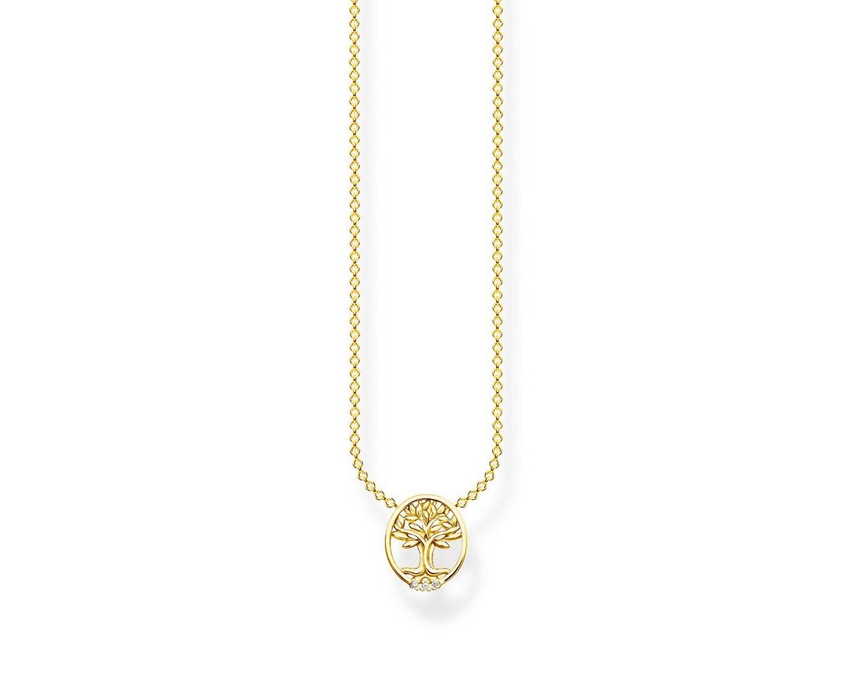 THOMAS SABO Kette mit Anhänger KE2126-414-14 Halskette Anhänger Tree of Love Weiße Steine Vergoldet von THOMAS SABO