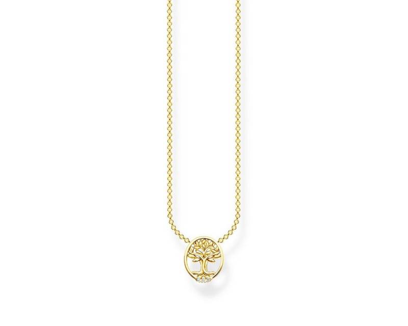 THOMAS SABO Kette mit Anhänger KE2126-414-14 Halskette Anhänger Tree of Love Weiße Steine Vergoldet von THOMAS SABO