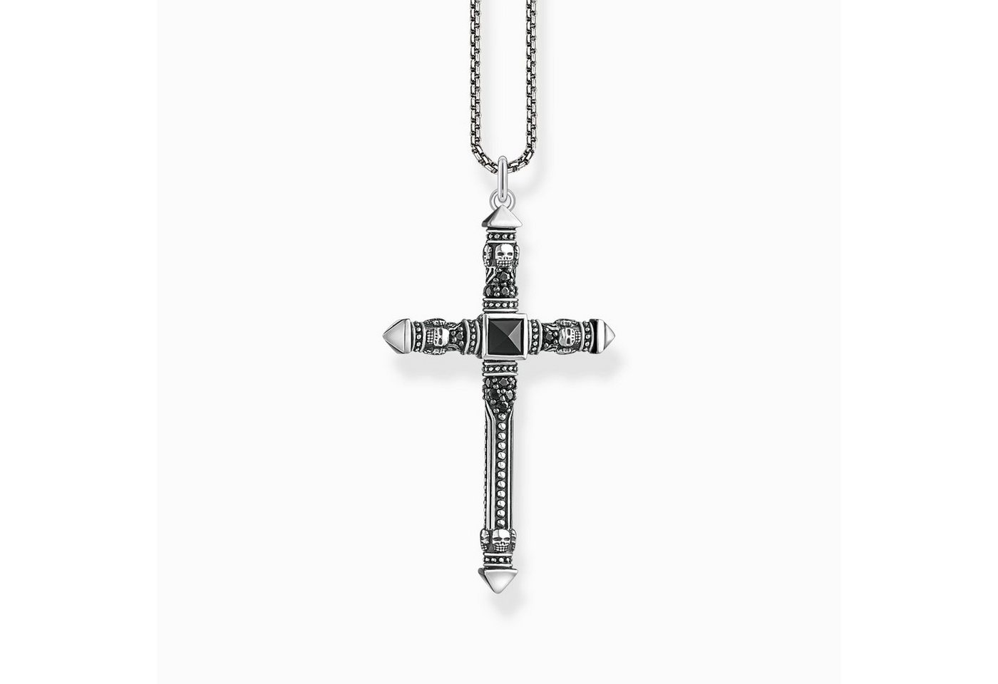 THOMAS SABO Kette mit Anhänger Kreuz mit Onyx und schwarzen Zirkonia von THOMAS SABO