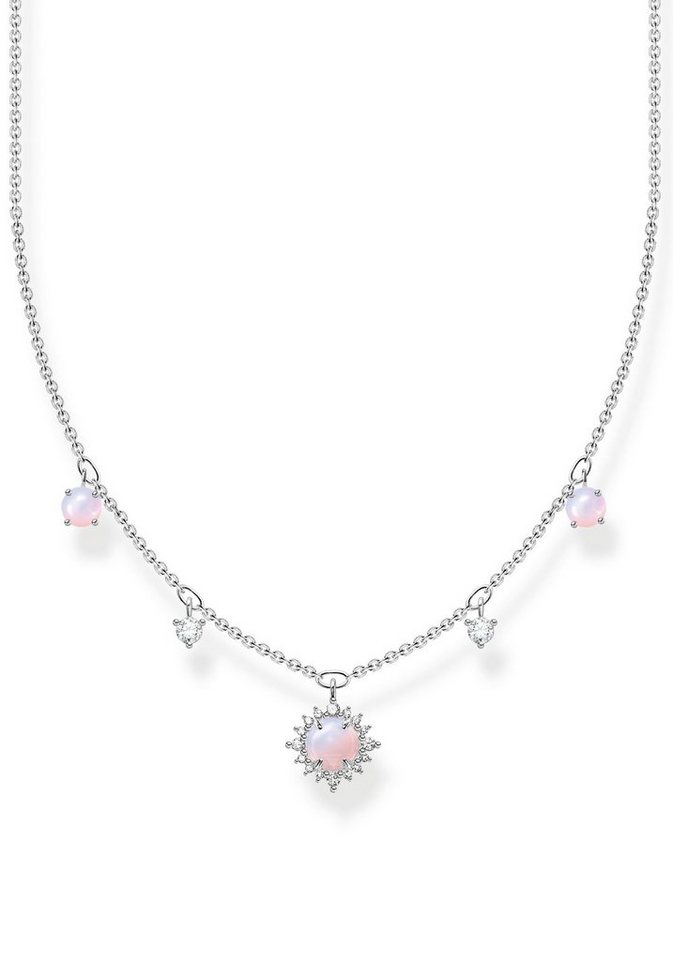 THOMAS SABO Kette mit Anhänger Opal-Imitation, KE2094-166-7-L45V, mit Glas-Keramik Stein, Zirkonia (synth) von THOMAS SABO
