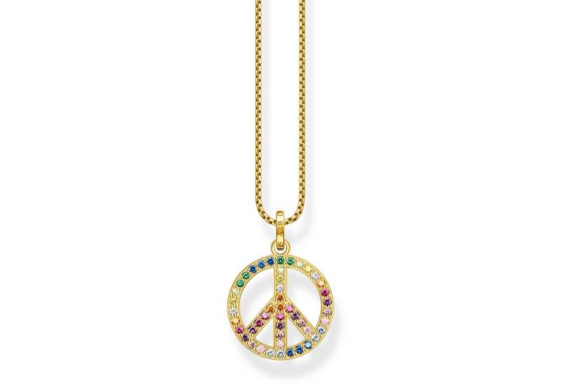 THOMAS SABO Kette mit Anhänger Peace-Zeichen Goldfarben Bunt von THOMAS SABO