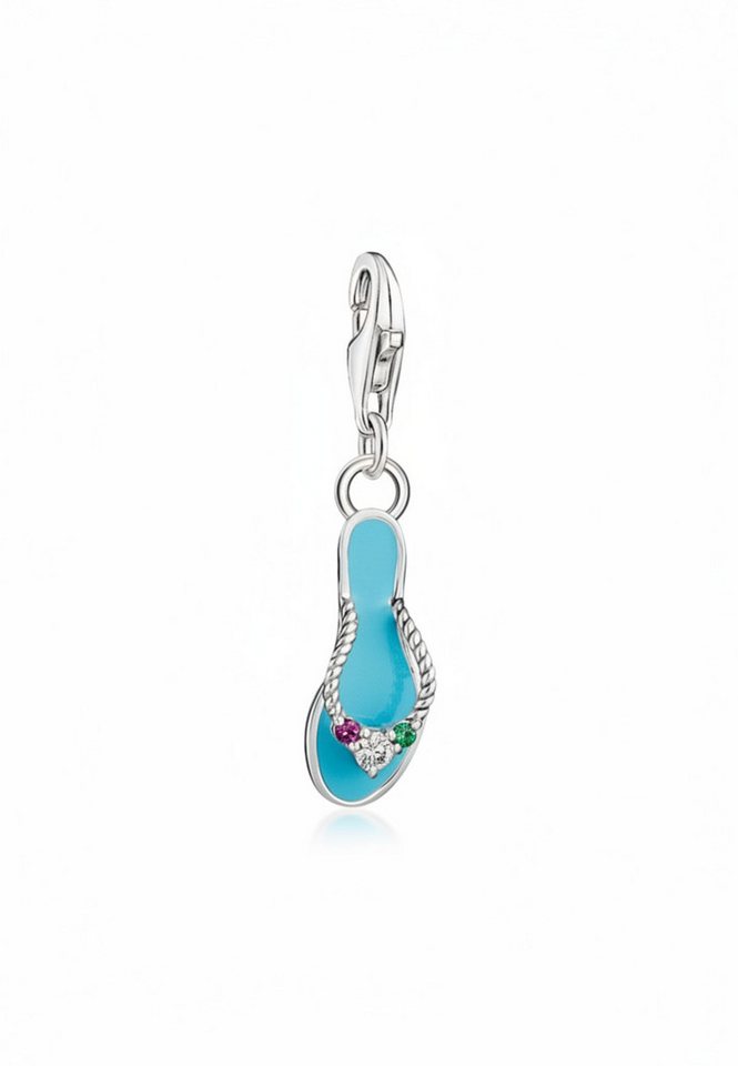 THOMAS SABO Kette mit Anhänger Silber Charm-Anhänger: Türkiser Flip-Flop mit Bunten Steinen (Set) von THOMAS SABO