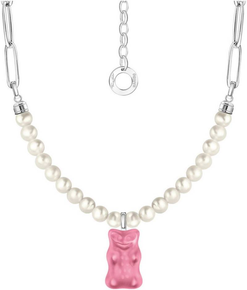 THOMAS SABO Kette mit Anhänger THOMAS SABO x HARIBO Schmuck: Gliedercollier mit Goldbär, mit Kristallglas - mit Süßwasserzuchtperle von THOMAS SABO