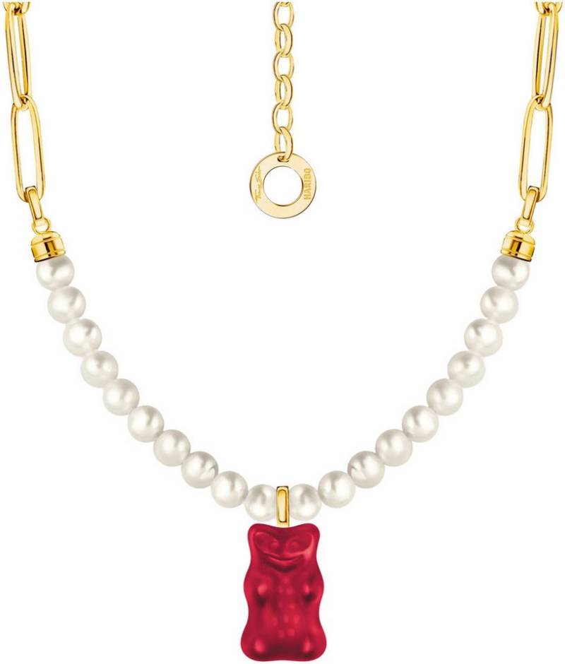THOMAS SABO Kette mit Anhänger THOMAS SABO x HARIBO Schmuck: Gliedercollier mit Goldbär, mit Kristallglas - mit Süßwasserzuchtperle von THOMAS SABO