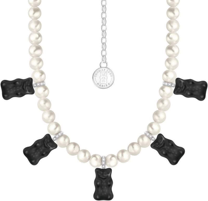 THOMAS SABO Kette mit Anhänger THOMAS SABO x HARIBO Schmuck: Perlenkette mit Goldbären, mit Kristallglas, Zirkonia (synth) - mit Süßwasserzuchtperle von THOMAS SABO